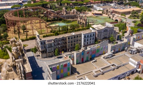 Castel Romano, Italy - 07 08 2022: Aerial View Of Cinecittà World, An Amusement Park. 