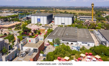 Castel Romano, Italy - 07 09 2022: Aerial View Of Cinecittà World, An Amusement Park. 