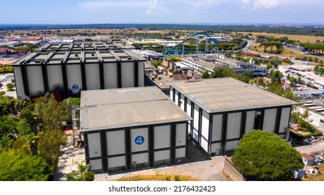 Castel Romano, Italy - 07 09 2022: Aerial View Of Cinecittà World, An Amusement Park. 