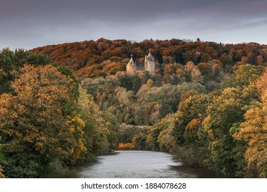 Castell Coch, the Red Castle, on the outskirts of Cardiff, Wales, in the autumn