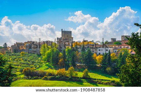 Castellina in Chianti village view in autumn. Tuscany, Italy. Europe.