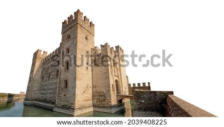 Castello Scaligero (Scaligero Castle) in Sirmione (Lake Garda, Italy) isolated on white background