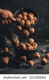 Castile Walnut Falling To A Bowl