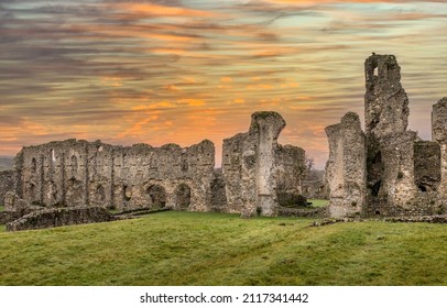 Castle Acre Ruins With Sunrise In Norfolk