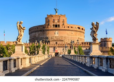 Castle and bridge of the Holy Angel at sunrise, Rome, Italy