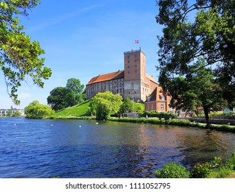 Castle by a lake in Kolding, Denmark