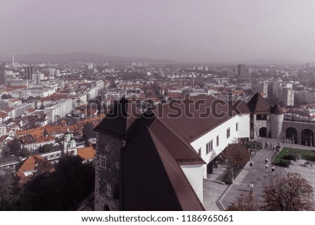 Similar – Image, Stock Photo peek over the city Sky