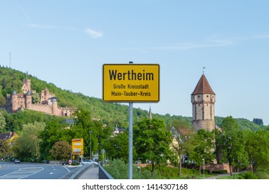 Castle and City Sign Wertheim Germany 