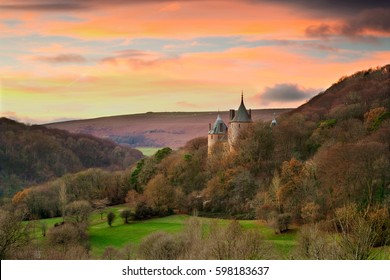 Castle Coch, Castell Coch, The Red Castle, Tongwynlais Cardiff, Wales, UK,Sunset,