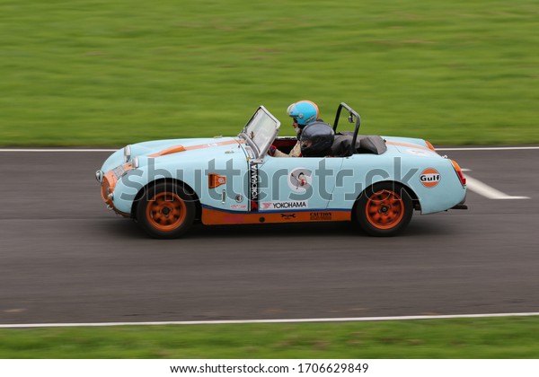 Castle combe,England-September\
17,2016:Racing MG frog eyed sprite races around castle combe 2016\
