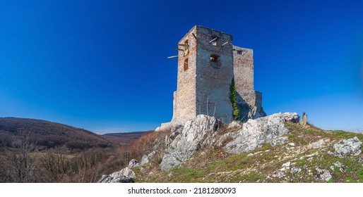 The Castle Of Csesznek Lies In The Bakony Between Gyor And Zirc In The Village Of Csesznek. The Castle Was Constructed After The Mongol Invasion Of Europe Around 1263 In A Period.