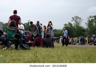 Castle Donington, East Midlands UK 06 14 2014 Crowds At An Outdoor Rock Music Festival