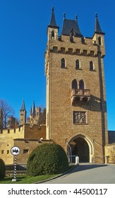 castle gate of the ducal prussian "Hohenzollernburg", Hechingen Germany