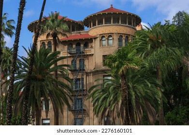 Castle Green, vintage building in Pasadena, listed in the National Register of Historic Places, shown on a sunny day. - Shutterstock ID 2276160101
