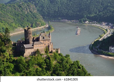 Castle Katz And The River Rhine