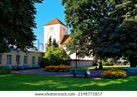Castle of the Livonian Order. Square next to the castle. Ventspils, Latvia.