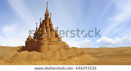 The castle is made of yellow sand.