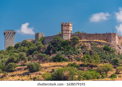 Castle Malaspina on the hill over the village of Bosa in Sardinia - Shutterstock ID 1638579193