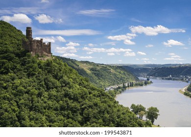 Castle Maus Overlooking The Rhine Valley, Hessen, Germany