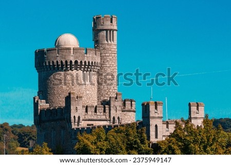 castle medieval close the river grass blue sky observatory