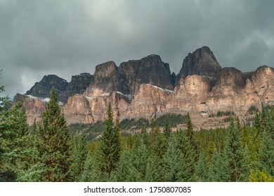 Castle Mountain View From Bow Valley, Alberta, Canada