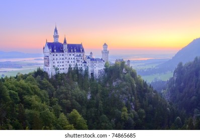 Castle Neuschwanstein in Germany on sunrise - Powered by Shutterstock