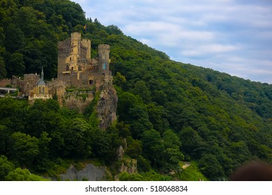 Castle On Hillside In Rhine River Gorge 