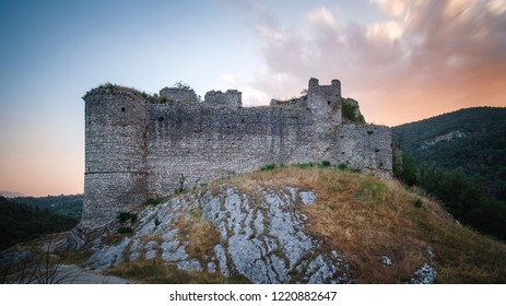 The castle of Rocchettine, near Torri in Sabina, at sunset, Italy - Shutterstock ID 1220882647