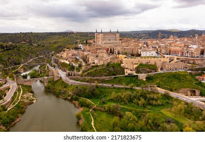 Castle Of San Servando Aerial View In Toledo, Spain