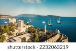 Castle of St. Peter Bodrum Marina, sailing boats and yachts in Bodrum, Turkey