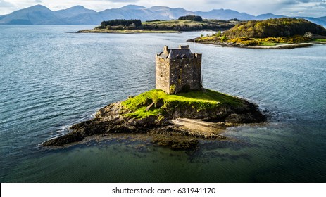 Castle Stalker In West Of Scotland In The Loch Laich. 