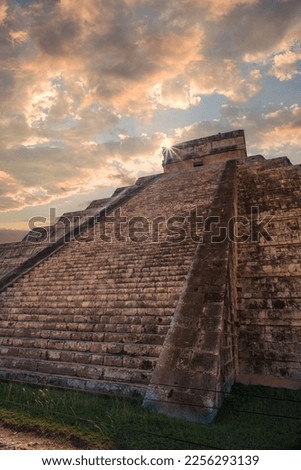 The Castle or Temple of Kukulkan in Chichenitza, Kukulkan is considered a deity of Mayan mythology, a pyramid in a Mayan archaeological site, a construction considered one of the 7 new wonders of the 