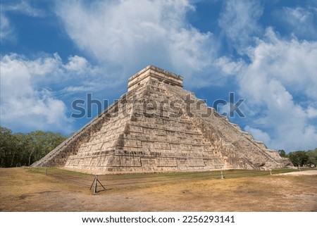 The Castle or Temple of Kukulkan in Chichenitza, Kukulkan is considered a deity of Mayan mythology, a pyramid in a Mayan archaeological site, a construction considered one of the 7 new wonders of the 