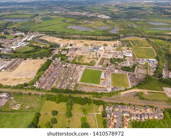 Castleford Yorkshire UK, 29th May 2019: Aerial Photo Overlooking The Castleford Area Of Wakefield Showing The Castleford Tigers RLFC Rugby Pitches, Taken On A Sunny Bright Summers Day.