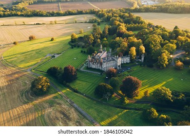 Castleknock, Dublin / Ireland - October 2020 : Aerial View Of Luttrellstown Castle Resort, Luxurious 5-star Hotel And Wedding Venue In 15th-century Castle Offered For Hire