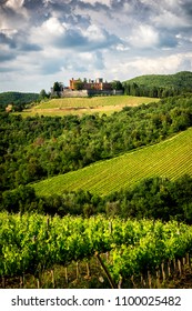 Castles And Vineyards Of Tuscany, Chianti Wine Region Of Italy