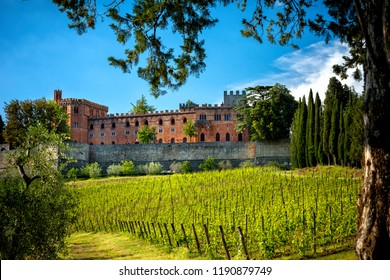 Castles And Vineyards Of Tuscany, Chianti Wine Region Of Italy