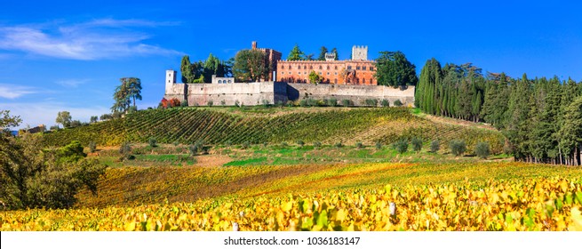 Castles And Vineyards Of Tuscany, Chianty Wine Region Of Italy