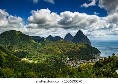 Castries, Saint Lucia / 04.07.2014. The Pitons, The Twin Peaks Of Saint Lucia