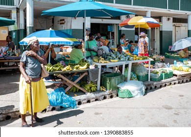 Castries St Lucia Caribbean April 2019, Local Market With Fruit Sellers