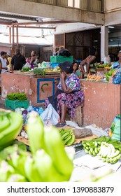 Castries St Lucia Caribbean April 2019, Local Market With Fruit Sellers