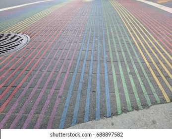 Castro District Rainbow Intersection Crosswalk, San Francisco