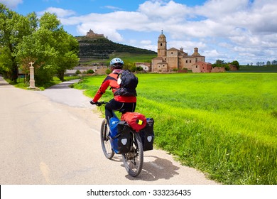 Castrojeriz Biker On The Way Of Saint James At Castilla Spain