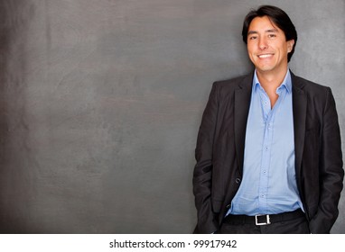 Casual Business Man Smiling And Looking Confident