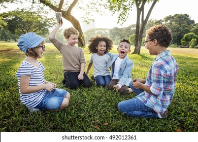 Casual Children Cheerful Cute Friends Kids Concept - Shutterstock ID 492012361