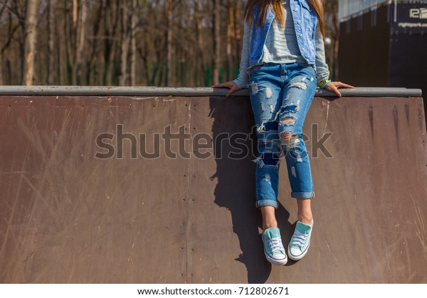 Casual Denim Look Ripped Jeans Denim Stock Photo Edit Now