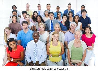 Casual Group Diverse People Social Convention Audience Concept - Shutterstock ID 246220576