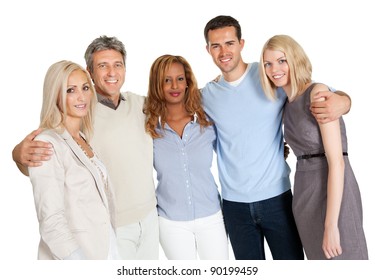 Casual Group Of Friends Isolated Over White Background