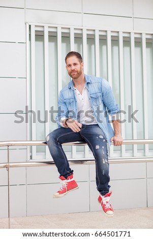 Similar – Portrait of a casual guy