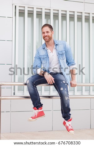 Similar – Portrait of a casual guy